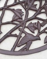 Close-Up of Birds in Flight on Cast Iron Arched Doormat in Situ