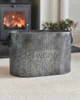 Large Natural Steel Ribbed Log Basket