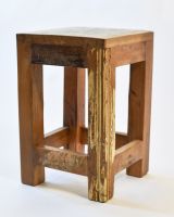 Side view of nesting table recycled wood legs Side view of nesting table recycled wood legs