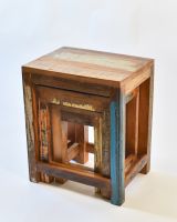 Recycled Wood Set of Three Nesting Tables Recycled Wood Set of Three Nesting Tables