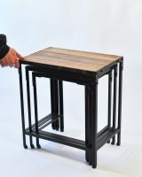 Scale image of reclaimed wood and iron nesting tables