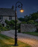 "Lord Beckett" Antique Black and Brown Cast Iron Ornate Lamp Post 3.1m digital illustration at night