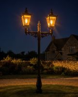 Dual Headed High Mast Column and Lantern Set digital illustration at night