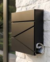 "Leading Edge" Black Wall Mounted Post Box & Newspaper Holder digital illustration