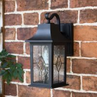 Newham Traditional Black Outdoor Rectangular Top Fix Wall Lantern