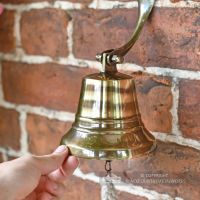 5" Antique Brass Bell with Rope Lanyard to Scale