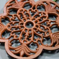 Rustic Cast Iron Flower Trivet Detailing Rustic Cast Iron Flower Trivet Detailing