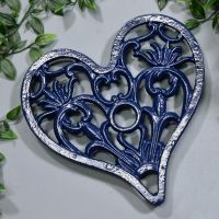 Cast Iron Blue Heavy Duty Heart Trivet