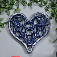 Blue Heavy Duty Heart Trivet Birdseye View