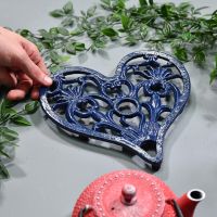 Blue Heavy Duty Heart Trivet to Scale