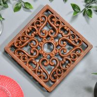 Rustic Cast Iron Square Trivet Birdseye View Rustic Cast Iron Square Trivet Birdseye View