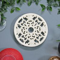 Cream Round Cast Iron Trivet Birdseye View
