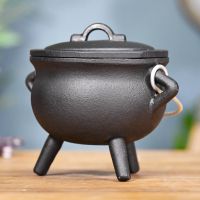 Small Cast Iron Cauldron Finished in Black Tripod Small Cast Iron Cauldron Finished in Black Tripod