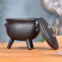 Small Cast Iron Cauldron Finished in Black Lid & Bowl Small Cast Iron Cauldron Finished in Black Lid & Bowl
