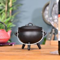 Small Cast Iron Cauldron Finished in Black Hinged Handle Small Cast Iron Cauldron Finished in Black Hinged Handle