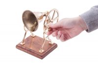 “Holcombe Hall” Brass Bell with Wooden Base “Holcombe Hall” Brass Bell with Wooden Base