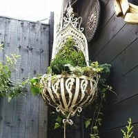 cream ornate scroll hanging basket 