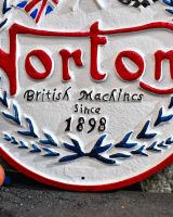 Close up of Norton British Vintage Style Cast Iron Sign finish