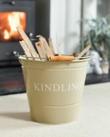 Olive Kindling Bucket - 30cm in Situ