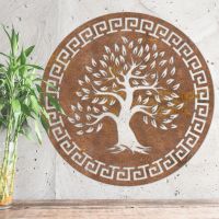 Round "Olive Tree" Wall Art in Situ Round "Olive Tree" Wall Art in Situ