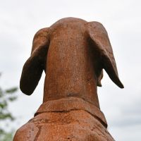 Rear of head on "The Duke" Sculpture 