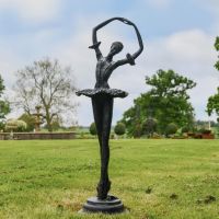 Black Cast Iron Ballet Dancer in Garden 