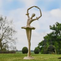 Rustic Cream Cast Iron Ballet Dancer Garden Sculpture Rustic Cream Cast Iron Ballet Dancer Garden Sculpture