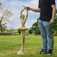 Rustic Cream Cast Iron Ballet Dancer in Pirouette Position Garden Sculpture Rustic Cream Cast Iron Ballet Dancer in Pirouette Position Garden Sculpture