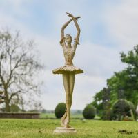 Rustic Cream Cast Iron Ballet Dancer in Pirouette Position Garden Sculpture Rustic Cream Cast Iron Ballet Dancer in Pirouette Position Garden Sculpture