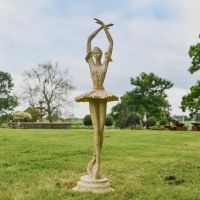 Rustic Cream Cast Iron Ballet Dancer in Pirouette Position Garden Sculpture Rustic Cream Cast Iron Ballet Dancer in Pirouette Position Garden Sculpture