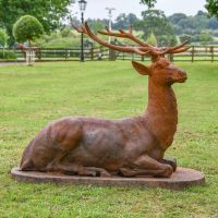 Side view of Cast Iron Stag Sculpture 