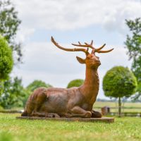 Elkin Cast Iron Stag Sculpture in Garden Setting 