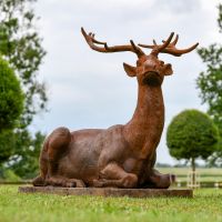 Elkin Cast Iron Stag Sculpture on Base