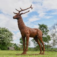 "Zekin” Cast Iron Stag - Facing Forward in Garden "Zekin” Cast Iron Stag - Facing Forward in Garden