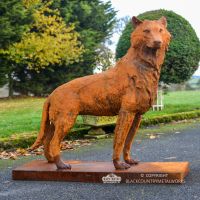 Rustic Cast Iron Wolf Sculpture "Surveying His Kingdom" Rustic Cast Iron Wolf Sculpture "Surveying His Kingdom"