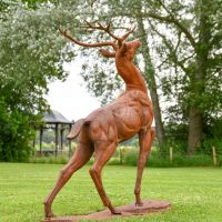Rear view of Cast Iron Stag on Plinth