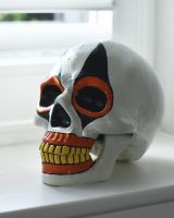 Orange Clown Skull Ornament