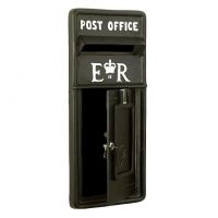 "Original Reproduction" Black Elizabeth Regina Post and Parcel Box Front with Front Opening Door