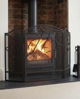 Ornate "Burfleld" Triple Fold Iron Fire Guard Digital illustration.  