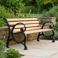 Ornate Design Brown Park Bench Digital Illustration