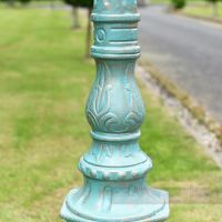 Ornate Detailing and Blue Cast Iron Lamp Post Column