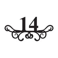 Ornate Scroll Iron House Number Sign in Black