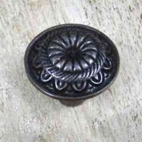 Round Ornate Iron Cabinet Knob View From Above