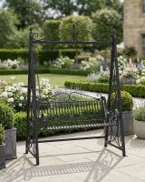 Ornate Midnight Black Swing Bench Digital Illustration