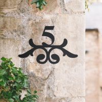 Simplistic Scroll House Number Sign - 1 Number in Situ Simplistic Scroll House Number Sign - 1 Number in Situ