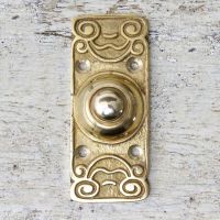Ornate Style Door Bell Push in Polished Brass