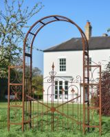 Ornate Rustic "Aesica" Garden Rose Arch With Gate Ornate Rustic "Aesica" Garden Rose Arch With Gate
