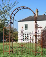 Ornate Rustic "Aesica" Garden Rose Arch With Gate Ornate Rustic "Aesica" Garden Rose Arch With Gate
