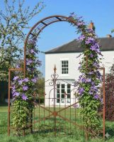 Ornate Rustic Digital Illustration "Aesica" Garden Rose Arch With Gate with Flowers Ornate Rustic Digital Illustration "Aesica" Garden Rose Arch With Gate with Flowers