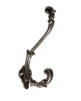 Ornate Scroll Coat Hook in Natural Iron 